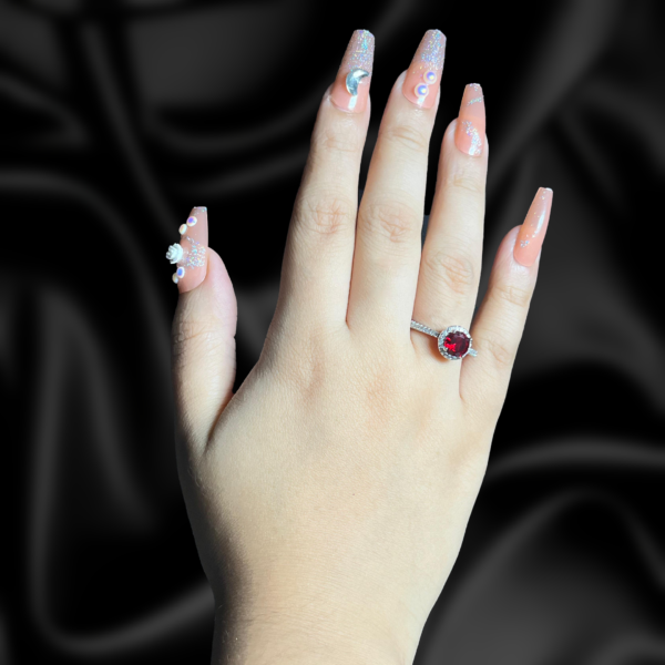 Round Red Zirconia Ring - Image 3
