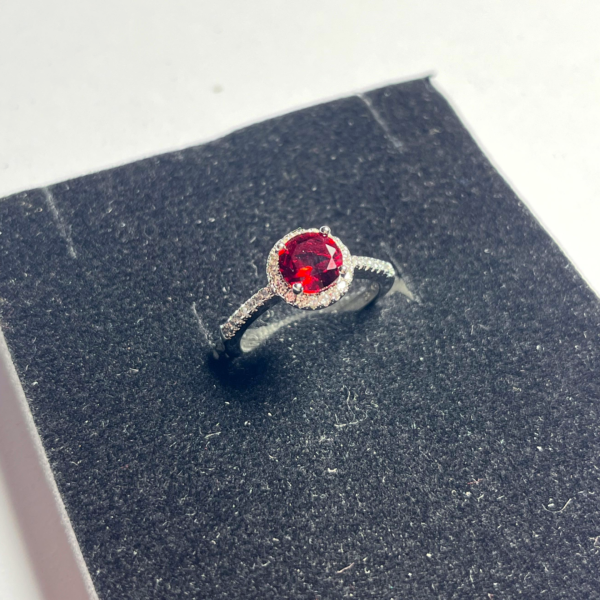 Round Red Zirconia Ring - Image 2