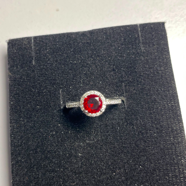 Round Red Zirconia Ring - Image 4