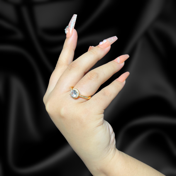 Golden Elegance: Zircon White Stone Ring