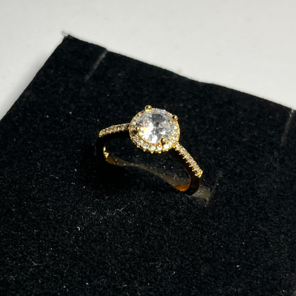 Golden Elegance: Zircon White Stone Ring - Image 2