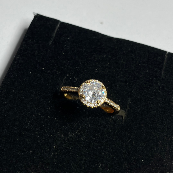Golden Elegance: Zircon White Stone Ring - Image 3