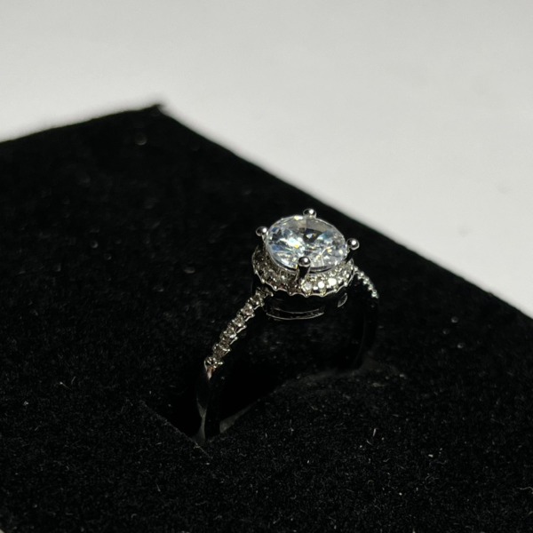 Silver Elegance: Zircon White Stone Ring - Image 2