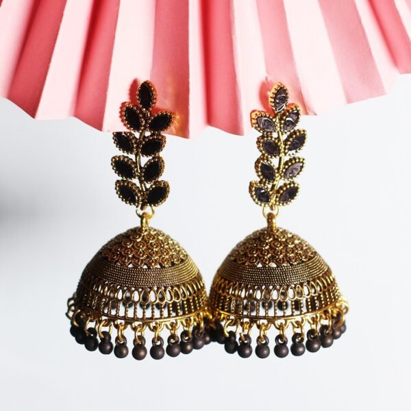 Golden Black Elegant Jhumka - Image 2