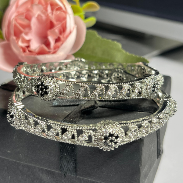 Silver Flower Bangles - Image 2