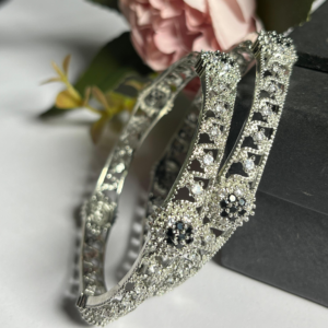 Silver Flower Bangles