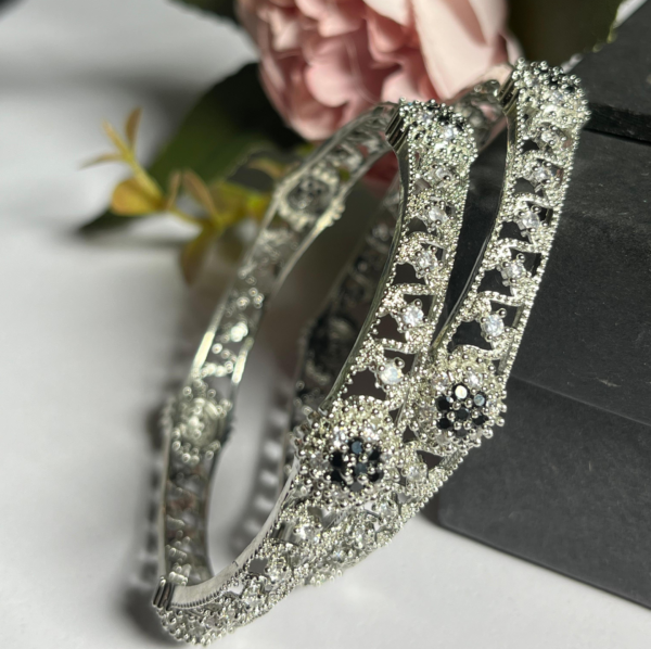 Silver Flower Bangles